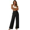 Damen locker weite Hose, lässige lockere Baumwoll-Leinenhose mit Taschen