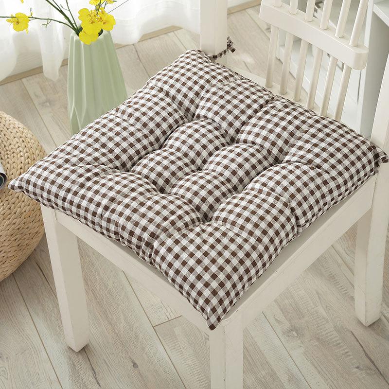 Breathable Cotton Linen Office Chair Cushion - Thickened, Soft, All-Season Pad for Students.