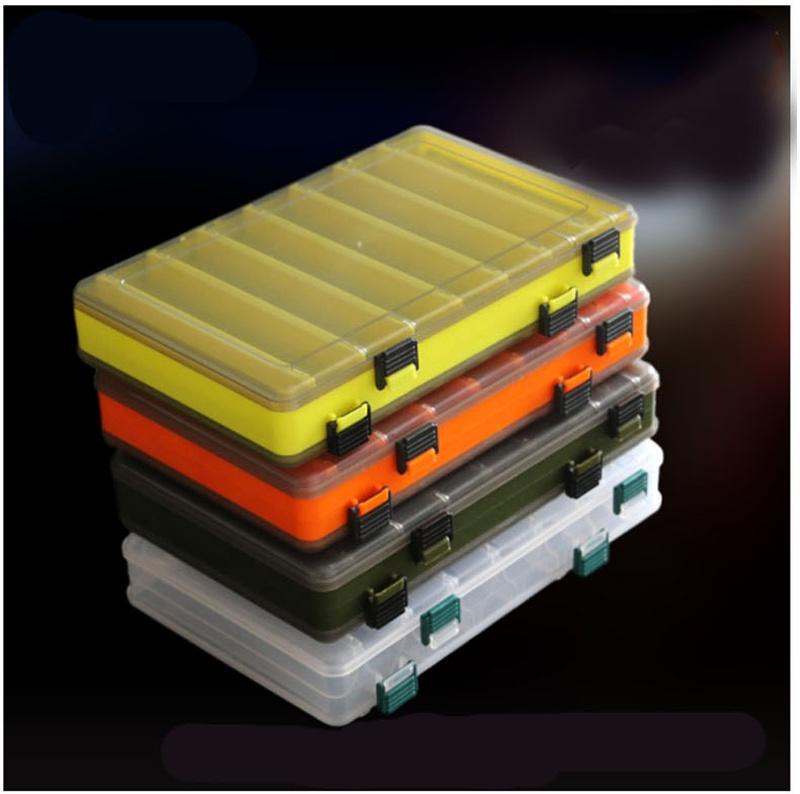 Angelbox mit 14 Fächern, Angelzubehör, Köderhakenboxen, Aufbewahrung, doppelseitig, hochfest, Angelköder-Tackle-Box