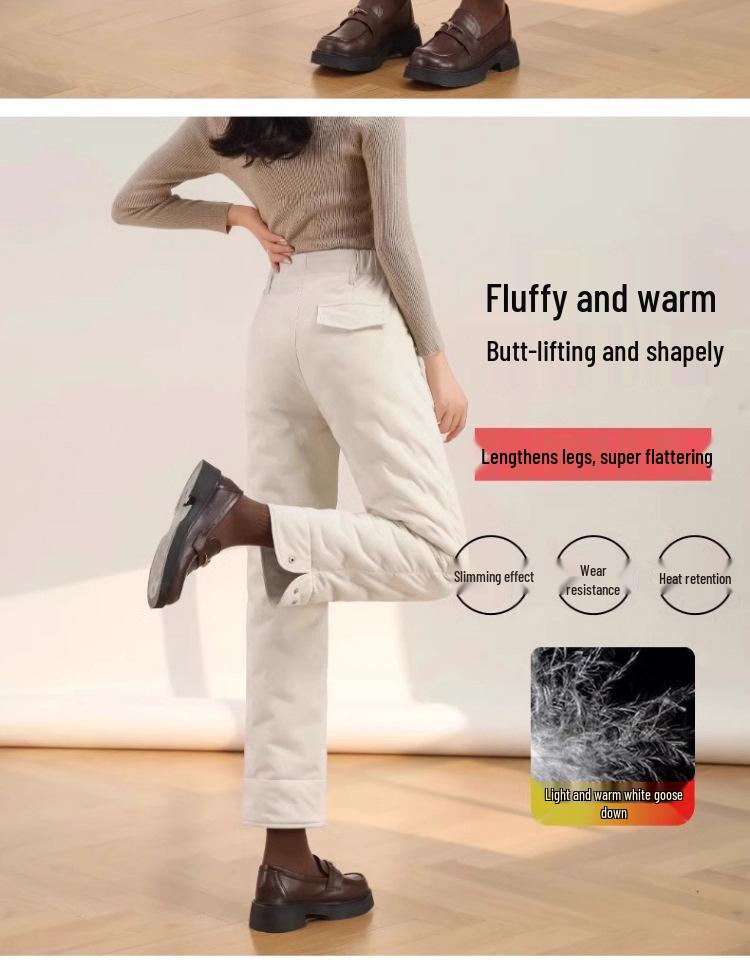 Damen 2025 Winter Gänsedaunhose: Lässige, hochwertige, kältefeste Schneehose mit geradem Bein