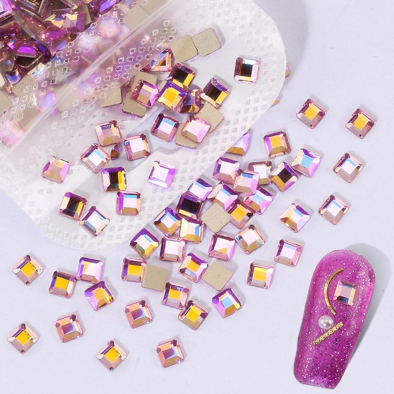 Aurora Pink Symphony Ab Nail Drill Flat Bottom Special-Shaped Nail Drill Nail Drill Diy Jewelry Accessories