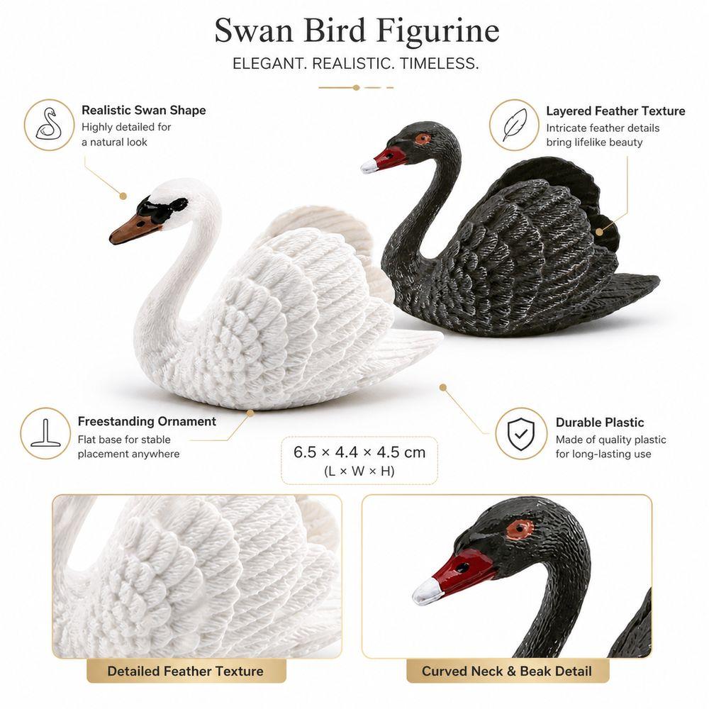 Plastic Swan Figurine Realistic Appearance Bird Figurine Animal Figurine  Bird Lover Collection