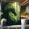 Dschungelgrünes Drachen Duschvorhang Set - Fantasie Drache, Voller Grünpflanzen, Polyester Stoff, Moderne Badezimmer Deko