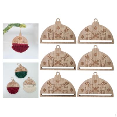 6er-Pack Makramee-Ornamente für Weihnachtsdekoration, Halbkreis-Wandbehang