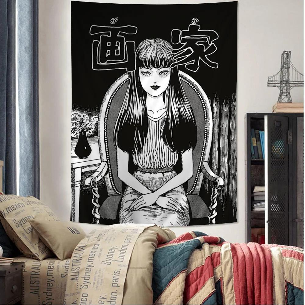 Junji Ito Wiszący Boho Gobelin Wiszący Tarot Hippisowskie Dywany Ścienne Akademik Wystrój Domu