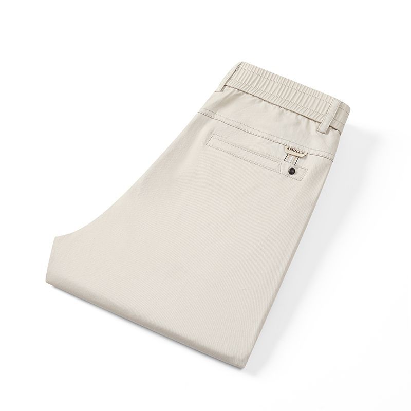 Spring and summer new European, American, Japanese and Korean light gray elastic cotton slim straight casual nine-point pants men's pants