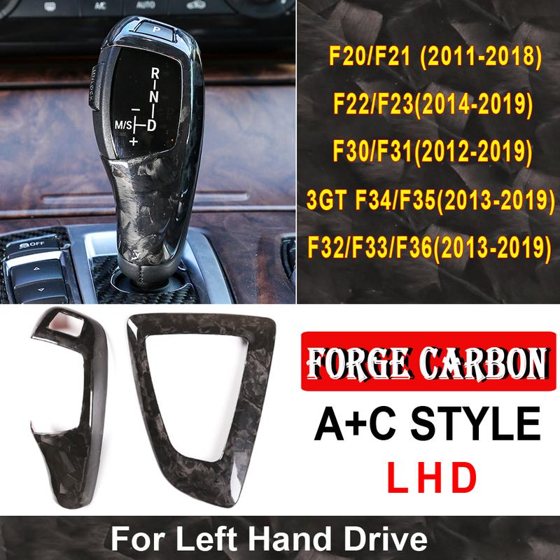 Car Real Carbon Fiber Texture Gear Shift Panel Frame Gear Knob Cover Head Trim For BMW F30 F10 F15 F07 F20 F21 F34 F35 3GT 5GT