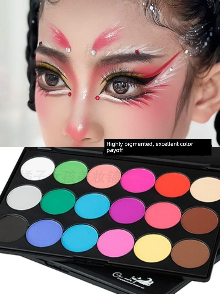 Carmela 18-Color Eyeshadow Palette for Makeup Artists, Large Palette with Full Pearlescent and Matte Eyeshadows for Stage Performance Makeup