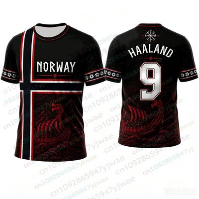 Norway No.9 Haaland Football Jersey Vikings Culture Shirt Breathable Quick Drying Sportswear Fan Gift Adult T-Shirt