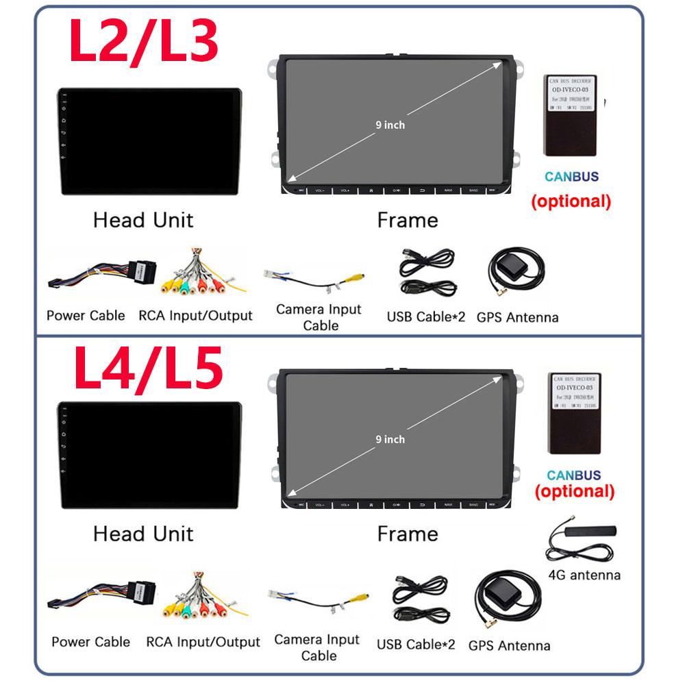 For VW Volkswagen Skoda Octavia Golf 5 6 Touran Passat B6 Polo Jetta 9 Inch Android13 Car Radio GPS 2Din Multimedia Player Wifi