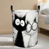 1pc, Dokriy, Fabric Black White Cartoon Cats with Glasses Large Capacity Storage Basket, Large Collapsible Open Laundry Hamper And Storage Bin, Reinfo