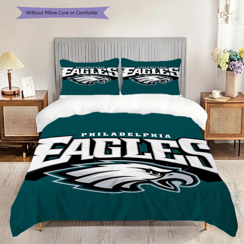 Philadelphia Eagles Pattern Bedding Quilt Set Quilt Cover Pillowcase Home Decoration Birthday Gift (1 * duvet cover + 2 * pillowcase, without core)