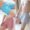 Flat Boxers Men Casual Loose Plaid Wide Leg Cotton Boxer Short Home Wear Underwear Sports Underpants for Boys Swim Boxers