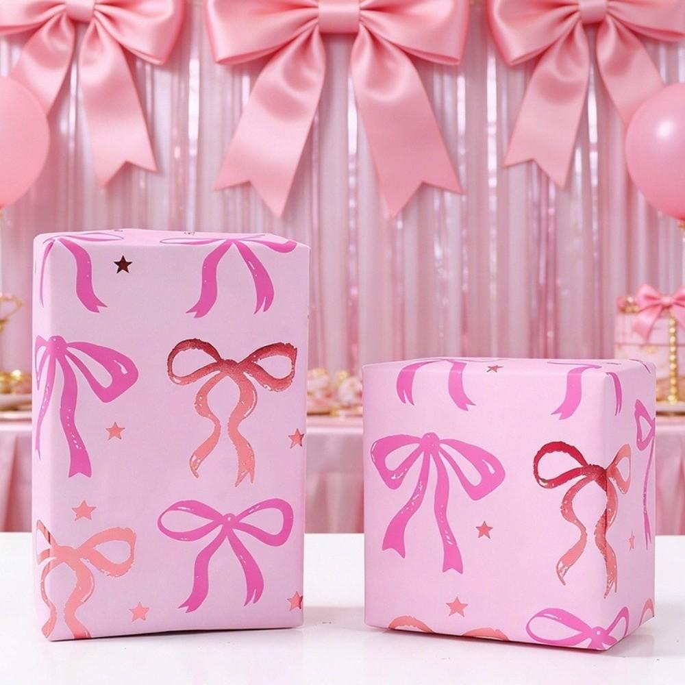 3Pcs Thick Material Bow Themed Wrapping Paper Double-Sided Printing Wrapping Paper Gift Paper Decor
