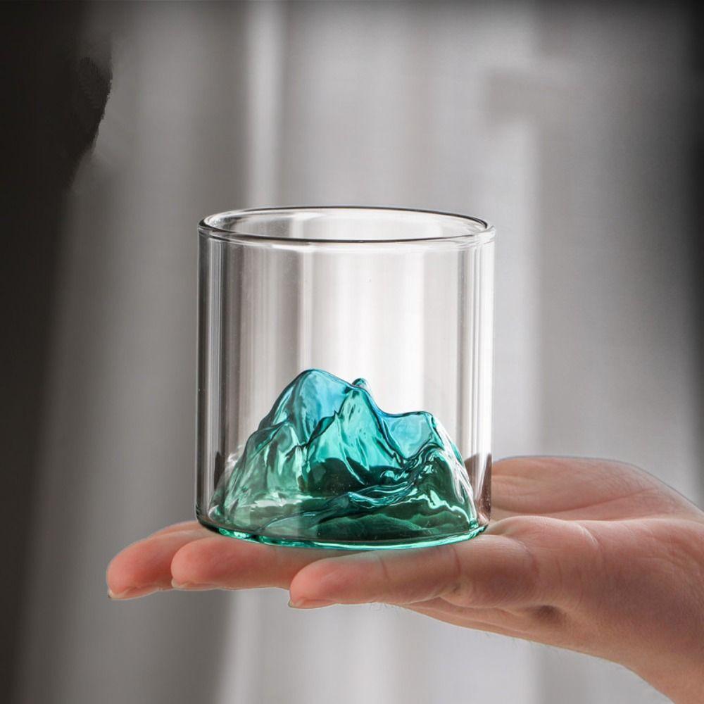 Creative Small Glass Coffee Cup Transparent Drinking Glasses New Retro Mountain Glass