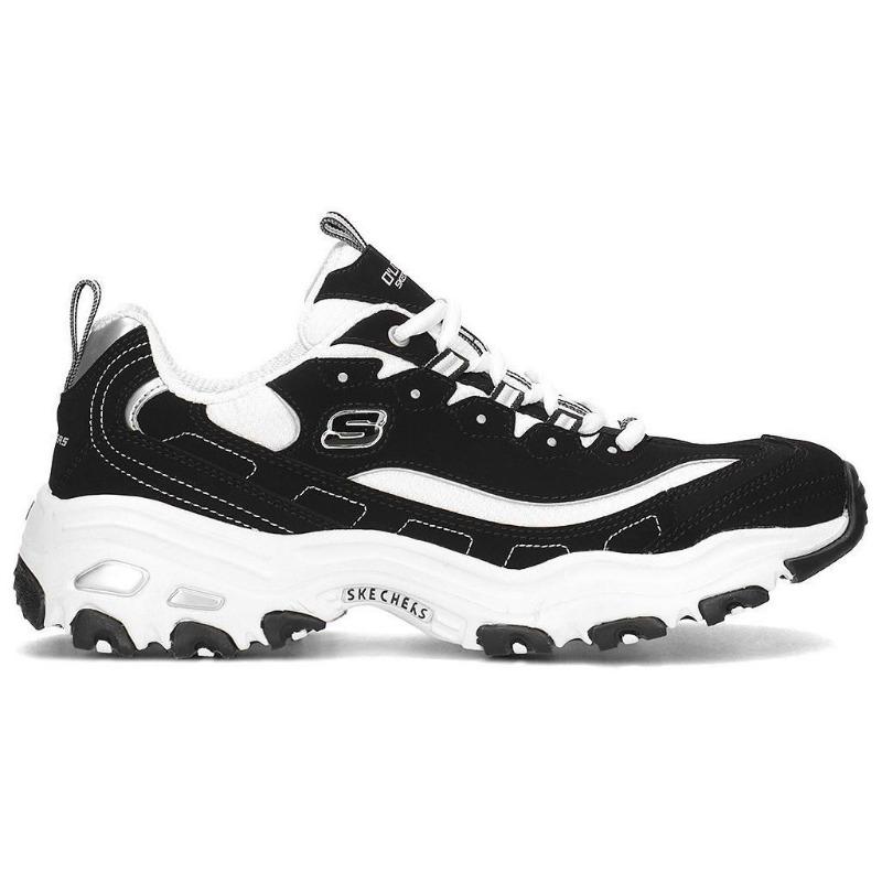 Skechers D'LITES 1.0 Men Retro Comfort Breathable Low Top Panda Dad Shoes White Black 52675-BKW