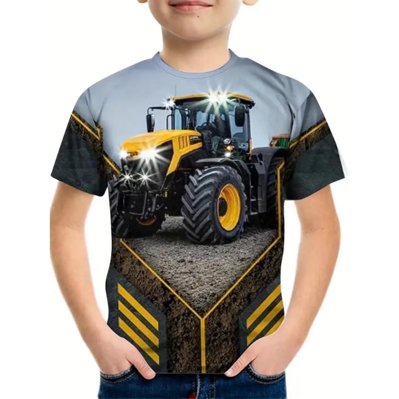 Fashion Children's Clothing Crew Neck Short Sleeve 3D Casual Color Printing Casual Short Sleeve Crew Neck T-Shirt