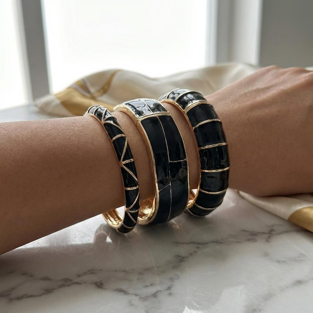 Vintage Punk Black Dripping Oil Metal Enamel Bangles For Women Geometric Wide Chunky Cuff Bracelets Party Aesthetic Jewelry