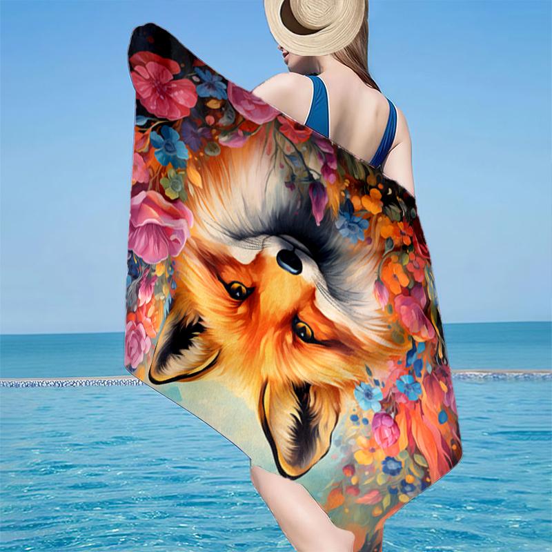 Herbstfuchs Porträt Strandtuch, Superweiche Mikrofaser, Geschenk für Sie/Ihn, Geburtstag, für Pool, Strand, Reisen, Heimdekoration Fan-Geschenke