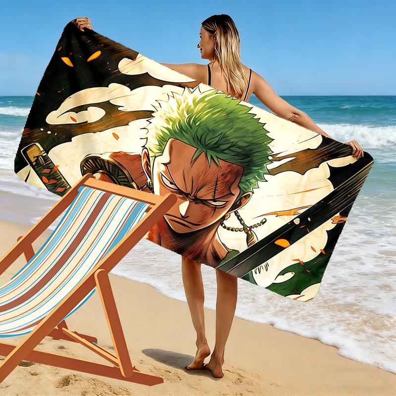 Roronoa Zoro Print Beach Towel, Large Soft Quick Dry Towel for Beach Camping Swimming