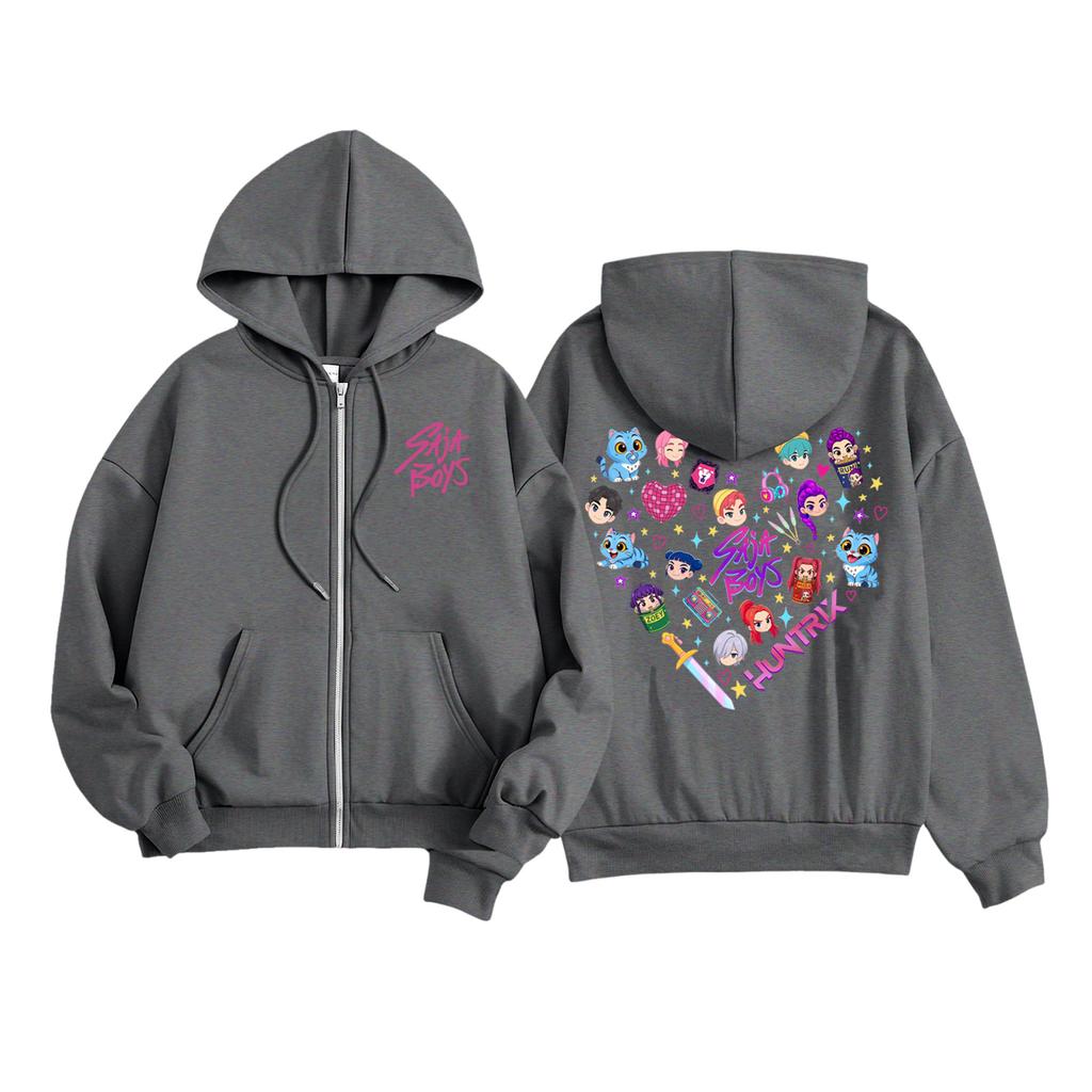 Kids Fashion Women's Lightweight Long Sleeve Zipper Hoodie Printed Hoodie With Pockets