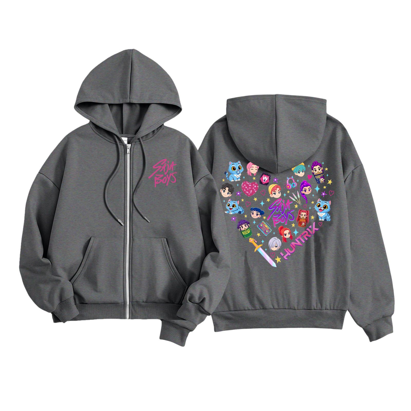 

Детская мода Женская легкая толстовка с длинным рукавом на молнии Толстовка с принтом и карманами 110