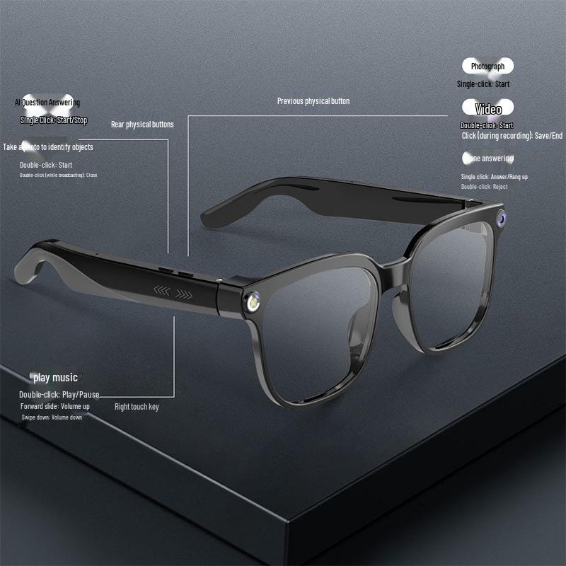 Smart AI Bluetooth Glasses: Camera, Photo Translation, Object Recognition, Calls & Music