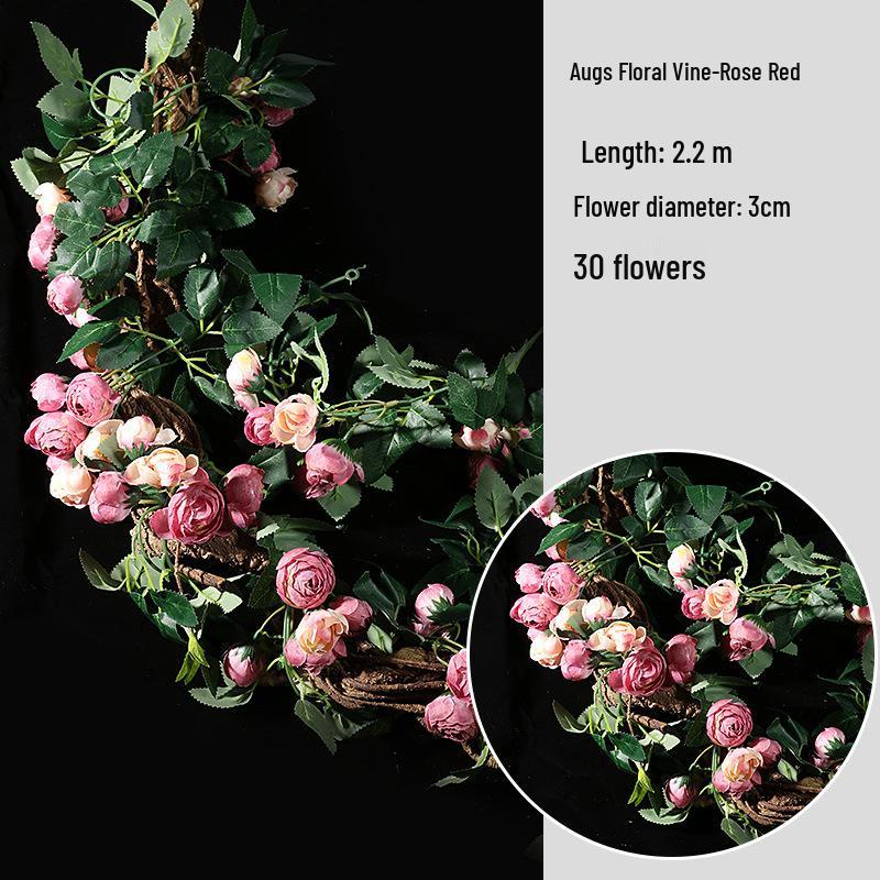 Artificial Rose Vine Wall Decor for Air Conditioner Pipes