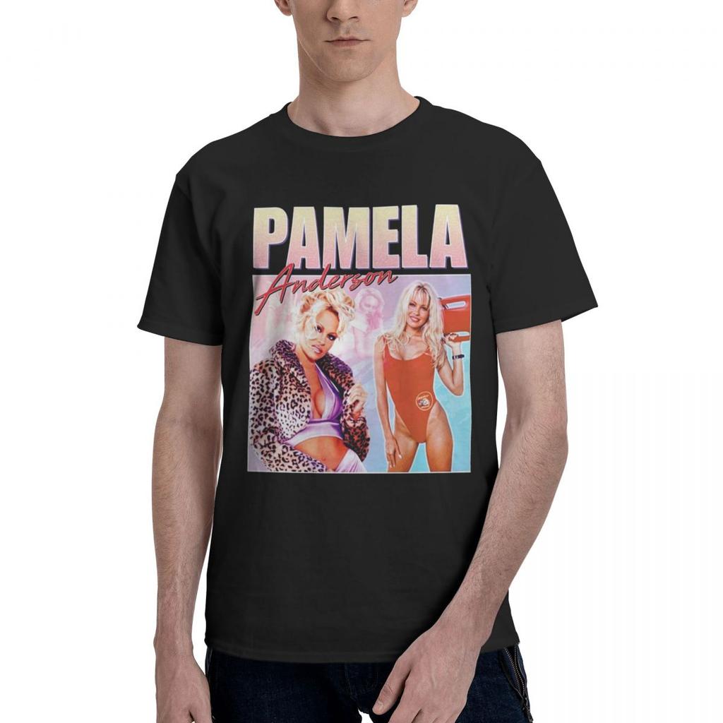 Men T Shirt Pamela Anderson Vintage Gifts Y2K Graphic Crewneck Unisex Clothes T Shirts