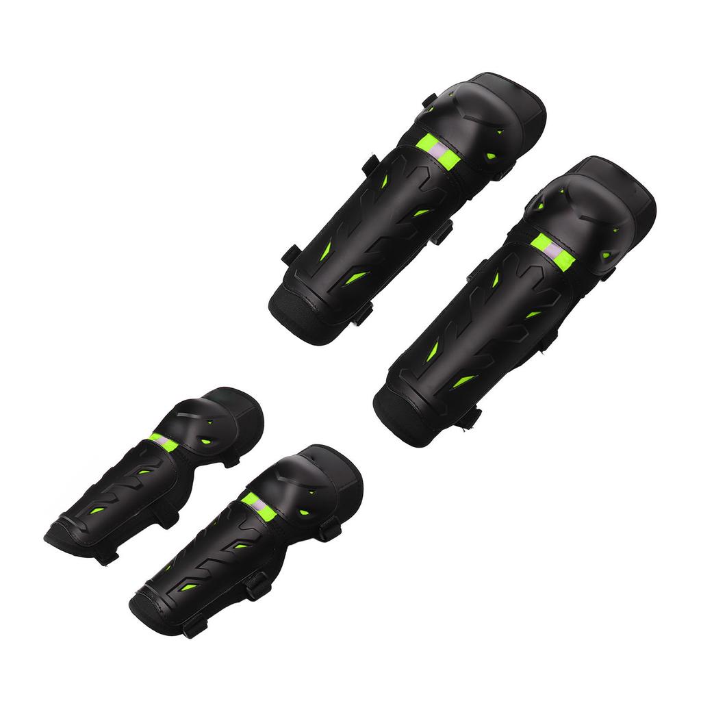 4PCS Knee Pads Elbow Pads Night Luminous Knee Protective Gear Set for Outdoor Off Road Cycing Riding Green
