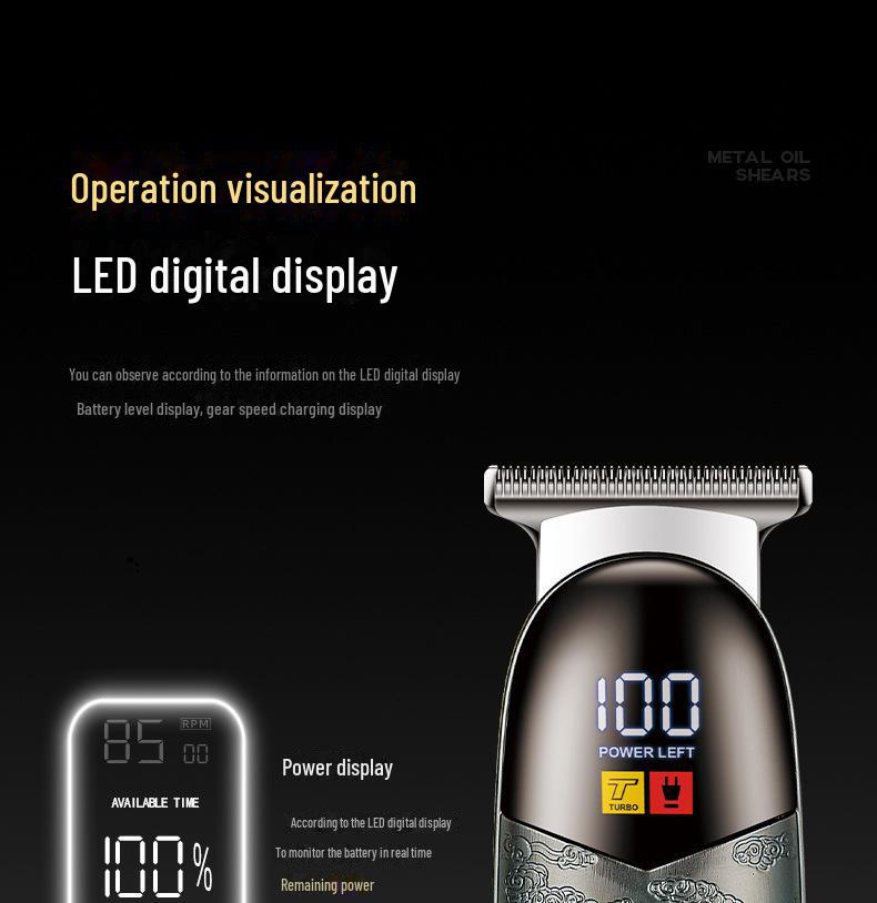 Men's Mini Electric Hair Clipper with Digital Display for Salon-Quality Shaving and Trimming