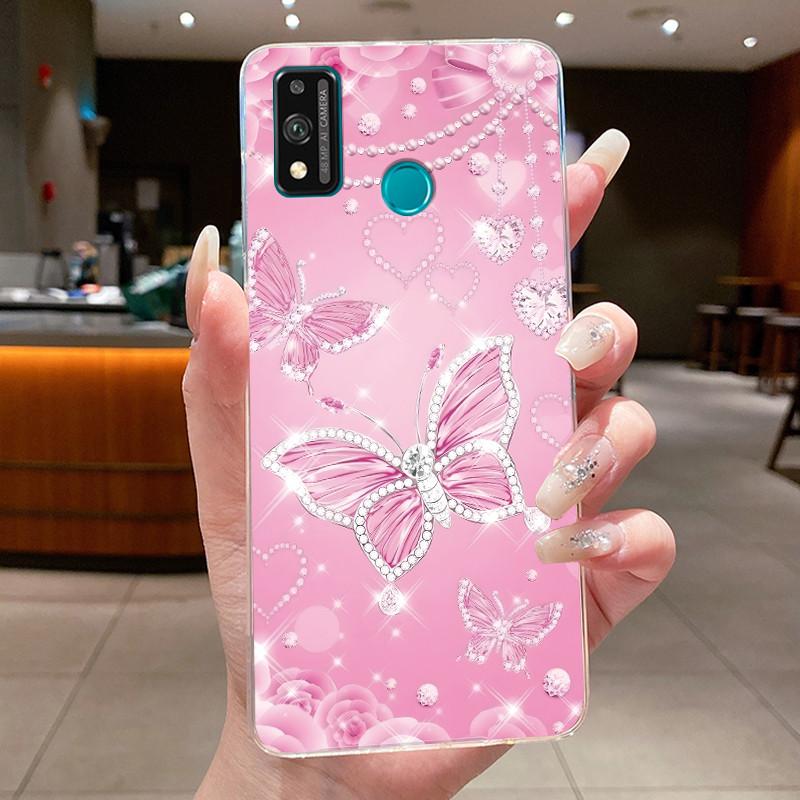 For Honor 9X Lite JSN-L21 JSN-L22 JSN-L23 Case Clear Fashion Butterfly Flowers Soft TPU Silicon Cover Honor 9XLite Phone Casing