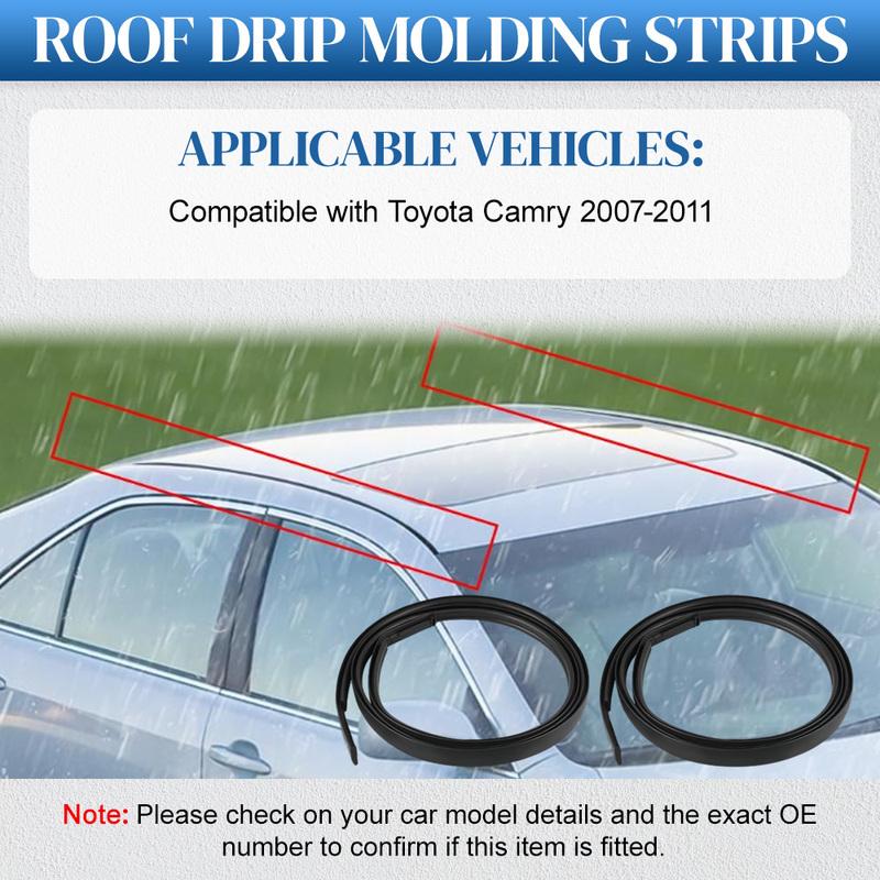 2PCS Car Roof Rubber Drip Side Finish Moulding Seal Strip Trim for Toyota Camry 2007 2008 2009 2010 2011 7555506030 7555606030