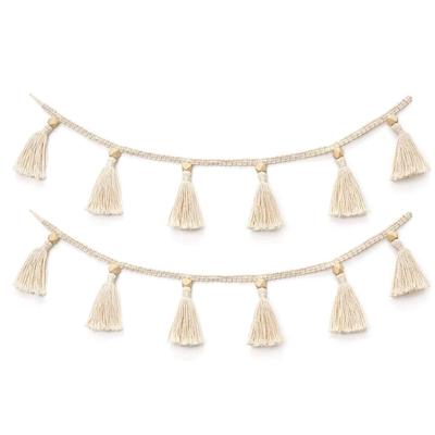 Böhmen Macrame Handarbeit gewebt Quaste Girlande Holzperlen Bauch Korb Wandbehänge Dekor