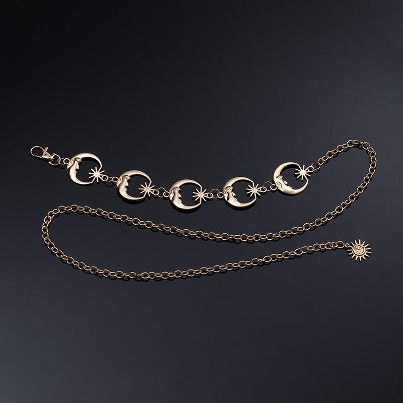 Atmospheric Metal Sunflower Tassel Waist Chain Women'S Adjustable Dress Waist Accessories Multi-Layer Premium Chain Belt