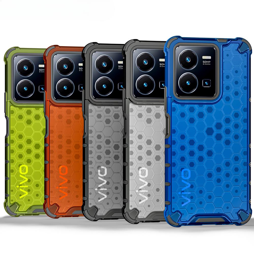 

Противоударный защитный чехол для VIVO Y35 Y22S Y16 Y02S, силиконовый + ПК, прозрачная сотовая задняя крышка для телефона VIVO V27e V25