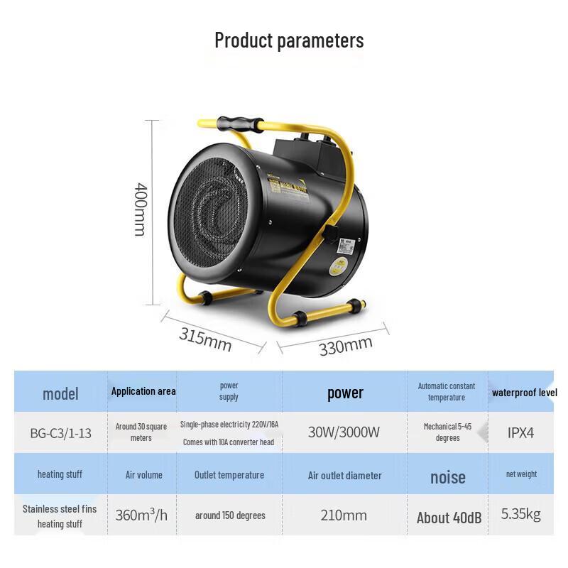 Pro'sKit Industrial Electric Fan Heater