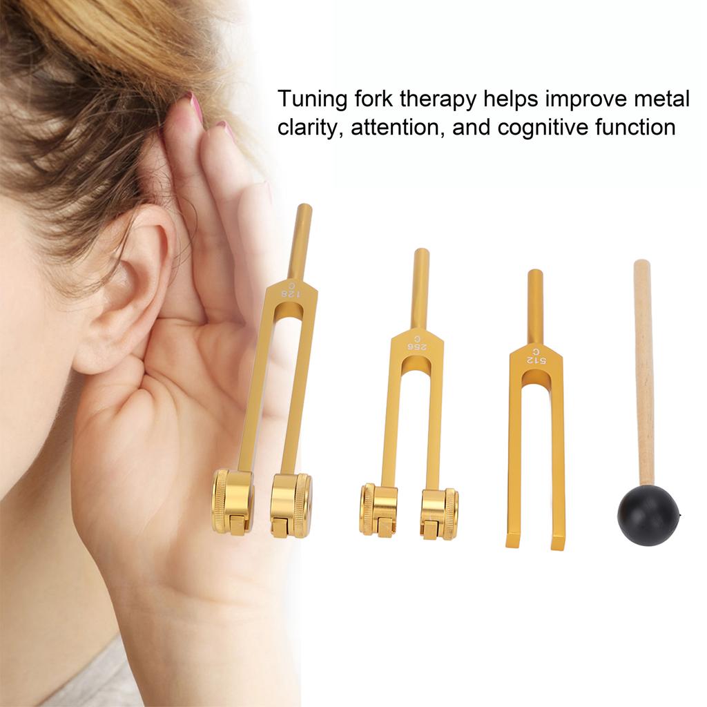 Chakra Tuner 3 Pcs Tuning Fork Set 128 256 512Hz Aluminium Alloy Body Tuning Forks with Hammer for Sound Healing Tuning Fork