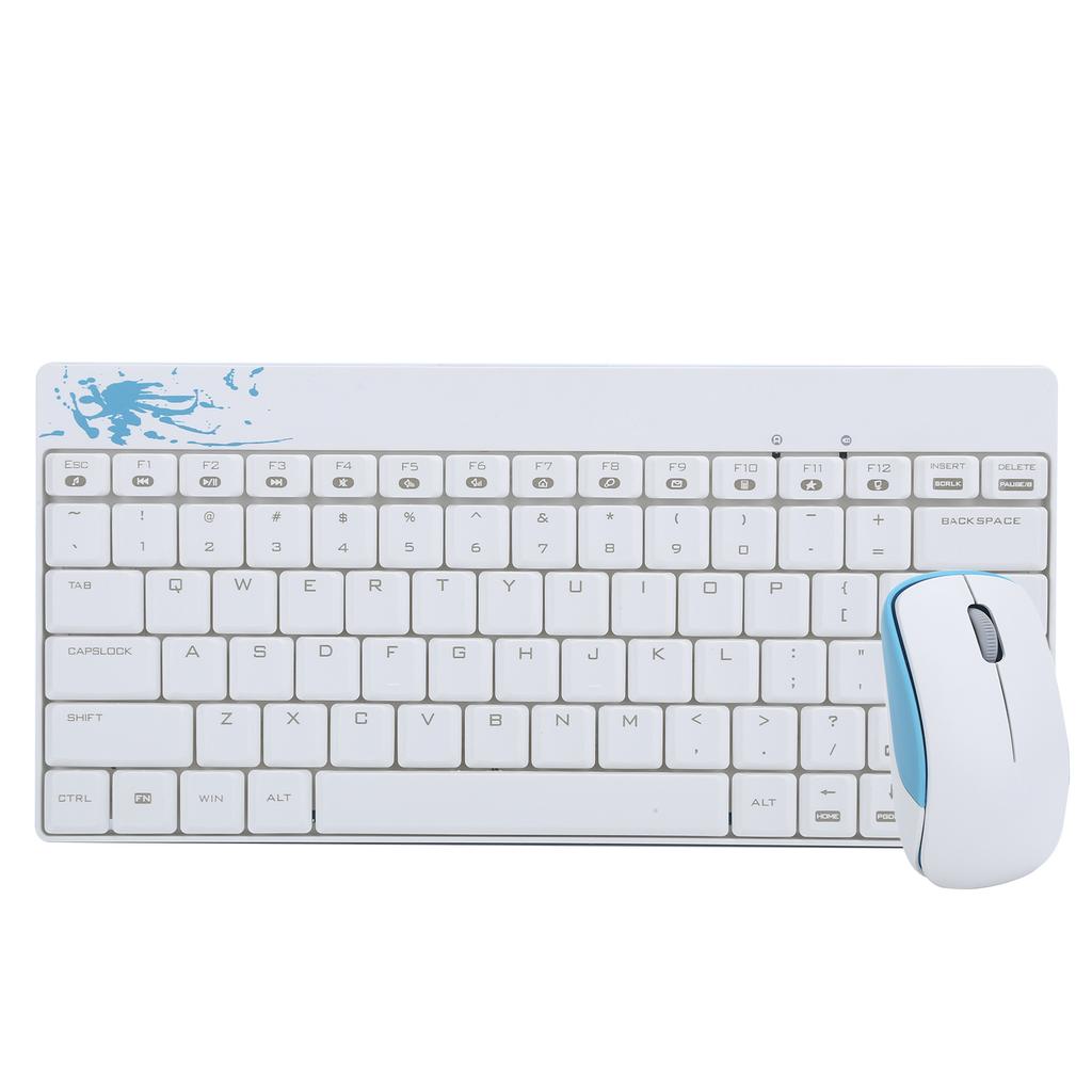 Keyboard Mouse Set Wireless Protable Combo Mini Ultra Thin Silent 2.4Ghz for Laptop PC X210White