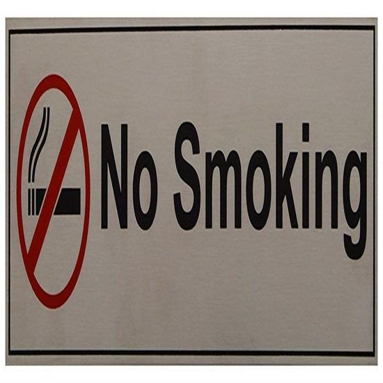 Nerezová oceľová tabuľka so zákazom fajčenia pre domácnosť, kanceláriu, obchody, strieborná - (25.4 cm x 7.62 cm)