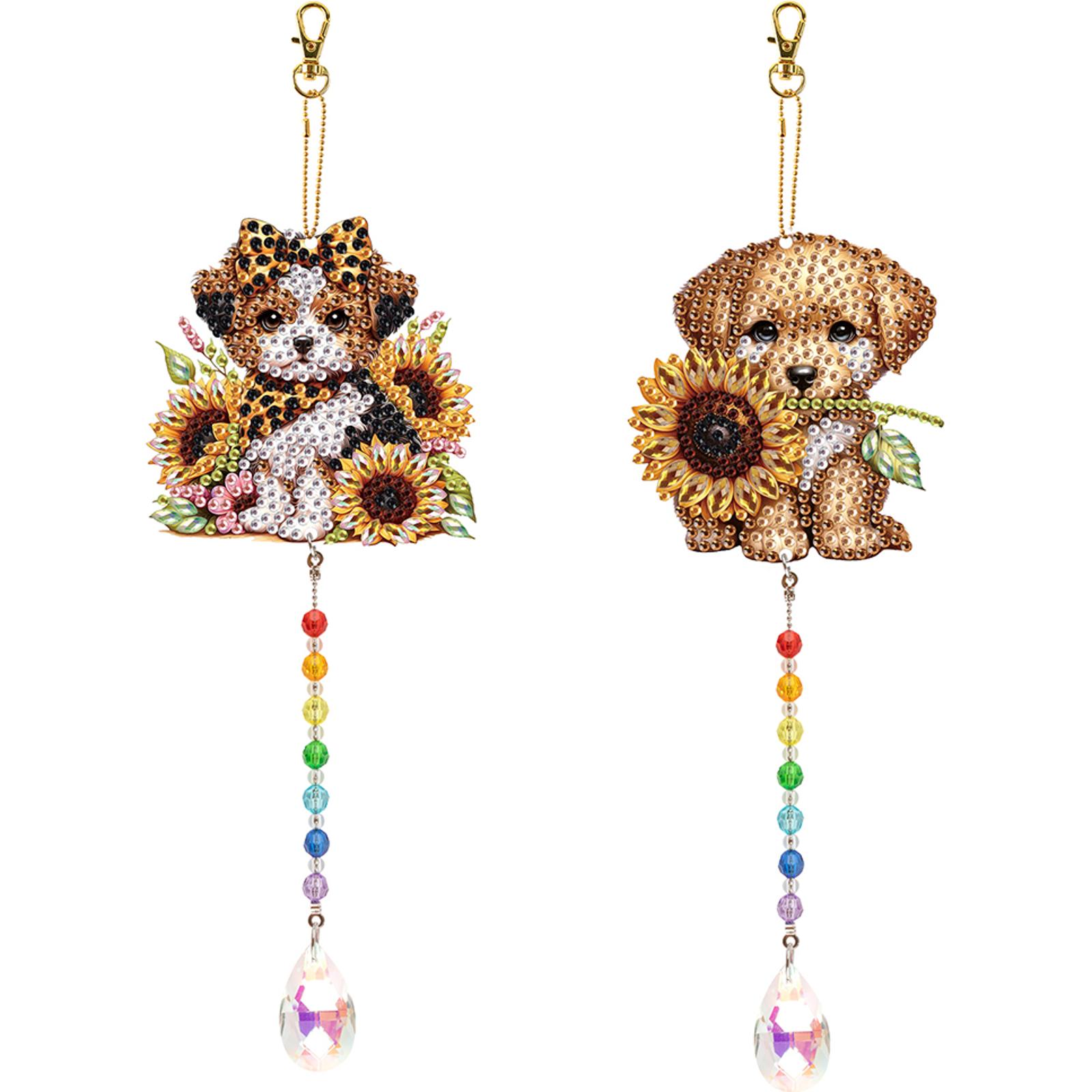 

2Pcs Diamond Painting Sun Catchers with Crystal Pendant Diamond Painting Hanging Ornament for Adults Home Garden Decorations