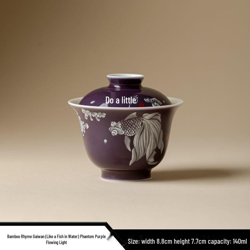 Vibrant Ceramic Gaiwan Tea Set: Two-Piece Kung Fu Tea Bowl for Ladies, Perfect for Fresh, Individual Brewing