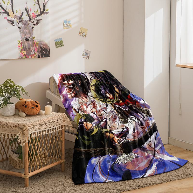 Attack On The Giant Series Flannel Blanket 3D Printed Sofa Blanket Thickened Blanket