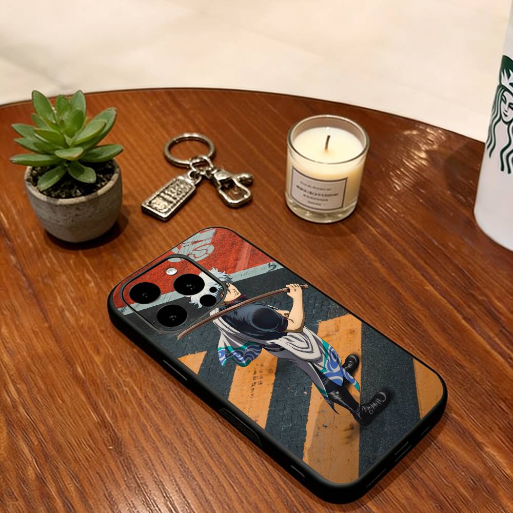 Gintama Phone Case For iPhone 17,16,15,14,13,12,11 Plus,Pro Max,XS,Soft Silicone Black Cover