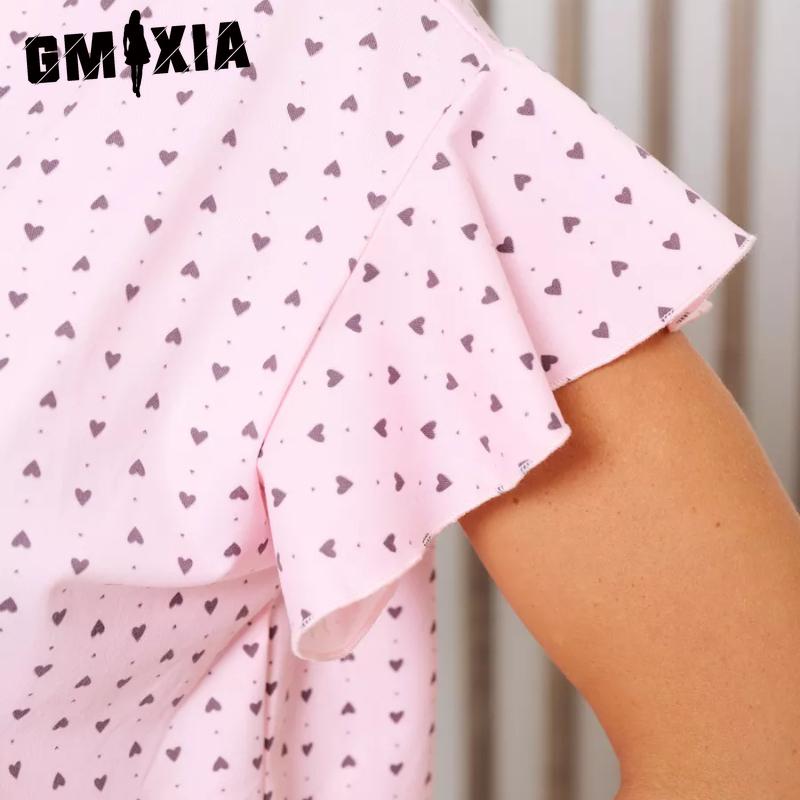 GMXIA Summer Short-sleeved Shorts Two-piece Loungewear Women's Loose Comfortable Suit