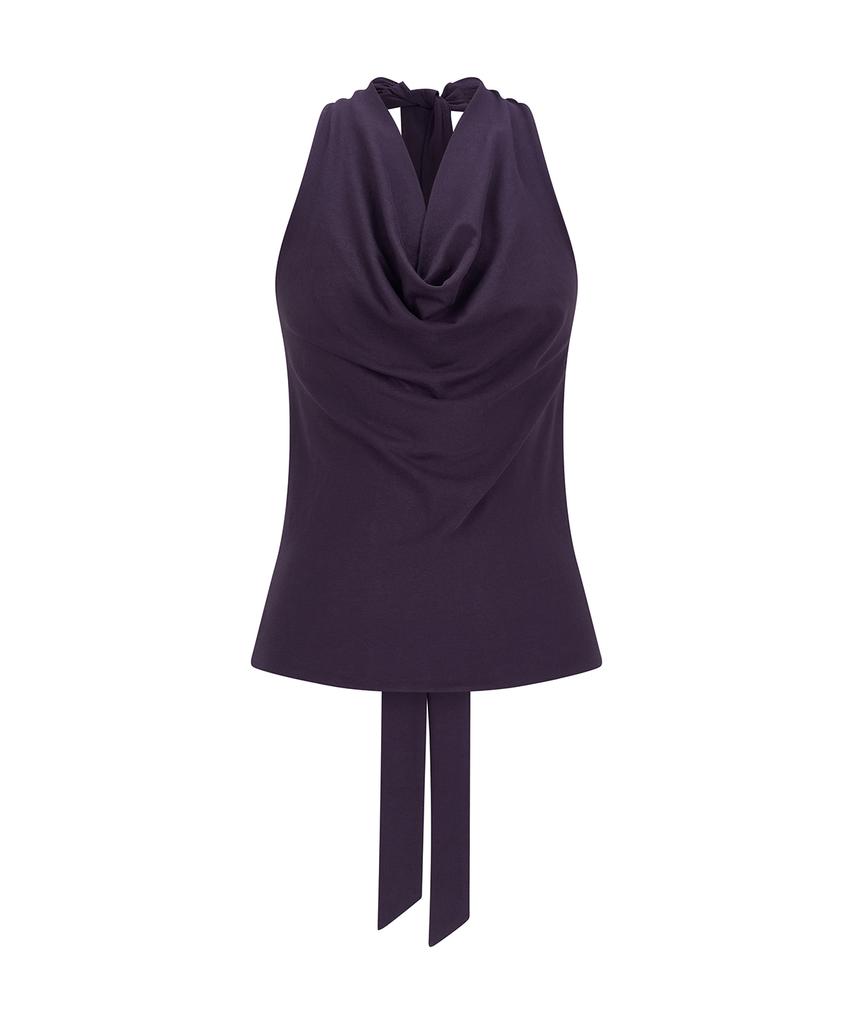 Saendeulig Draped Halter Sleeveless_Purple