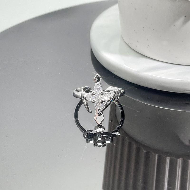 

2026 Ring Women s Fashion Retro Cross Dark Personality Open Ring Niche Ins Cold Wind Index Finger Ring Resizable