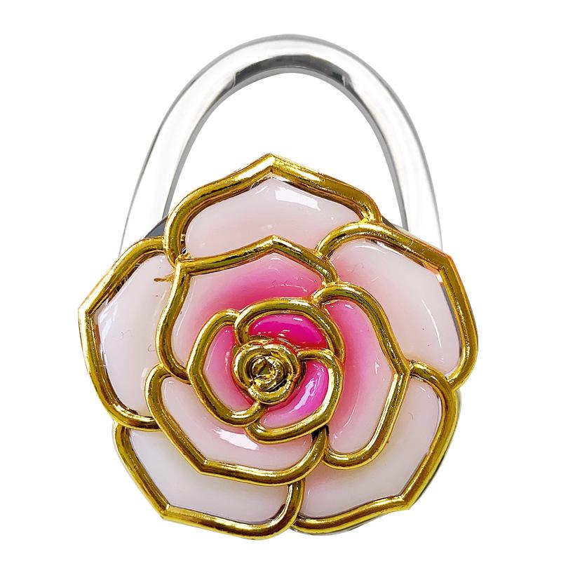 Gancio Pieghevole per Borsa Bicolore Rosa Degradé con Bordatura Dorata