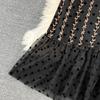 Fashion Temperament Waist Slimming Dot Mesh Flounces Fishtail Dress