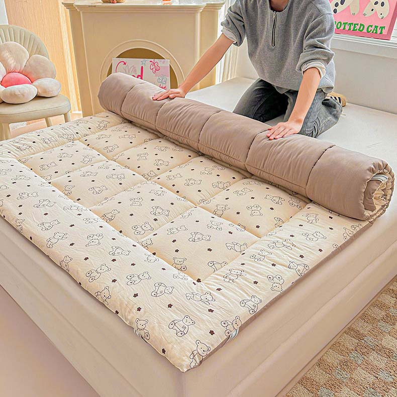 WTEMPO Printed Smooth Surface Foldable High Quality Soft Cotton-filled Mattress All Seasons Thick Bedroom Tatami School Dormitory Bed Mattress Pad
